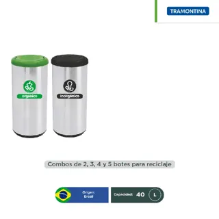 Combo ecológico acero inoxidable tapa vaivén Tramontina 40 L