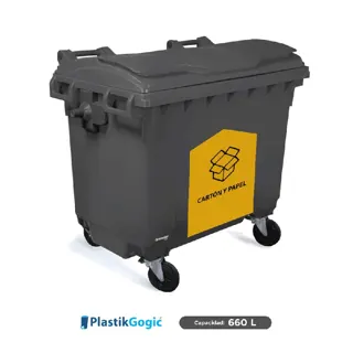 Contenedor con 4 ruedas con identificadores gubernamentales Plastik Gogic 660 L
