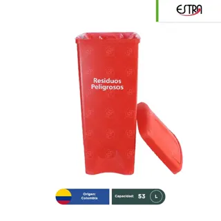 Combo bote de basura tapa vaivén Estra RPBI 53 L + paquete con 100 bolsas RPBI