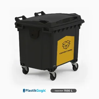 Contenedor con 4 ruedas con identificadores gubernamentales Plastik Gogic 1100 L