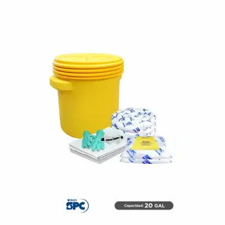 Kit antiderrames para aceite y derivados del petróleo SPC 20 Gal | absorción 17 Gal