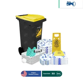 Kit antiderrames móvil para aceite y derivados del petróleo SPC 50 Gal | absorción 44 Gal