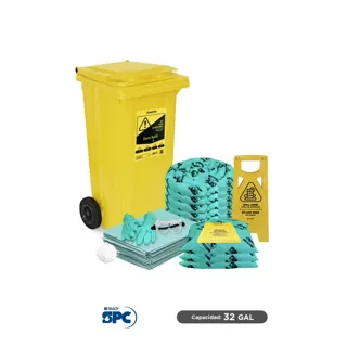 Kit antiderrames móvil para líquidos agresivos o hazmat SPC 32 Gal | absorción 28 Gal