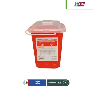 Contenedor rojo para punzocortantes 1.8 L