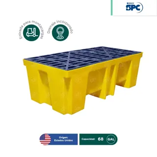 Tarima antiderrames 2 tambos SPC 68 Gal