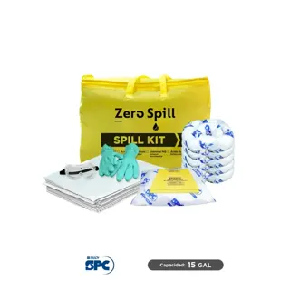 Kit antiderrames portátil para respuesta a emergencias para aceite y derivados del petróleo SPC 15 Gal | absorción 17 Gal