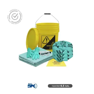 Kit antiderrames para líquidos agresivos o hazmat SPC 6.5 Gal | absorción 5 Gal