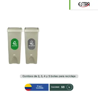 Combo ecológico Estra BG botes tapa vaivén 53 L