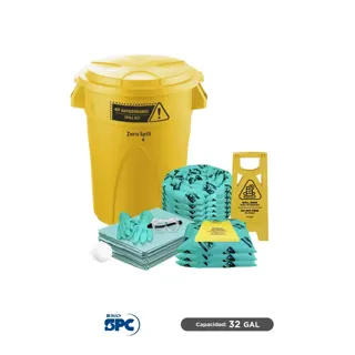 Kit antiderrames para líquidos agresivos o hazmat SPC 32 Gal | absorción 28 Gal - ET