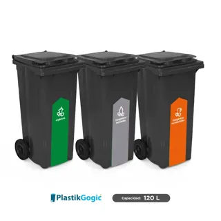 Combo ecológico 3 contenedores con 2 ruedas Plastik Gogic Gubernamentales CDMX 120 L