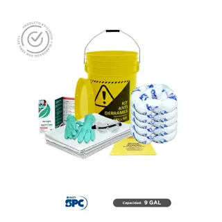Kit antiderrames para aceite y derivados del petróleo SPC 9 Gal | absorción 8.7 Gal