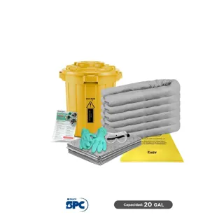 Kit antiderrames universal no quimicos SPC 20 Gal | absorción 18 Gal
