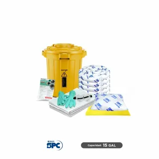 Kit antiderrames para aceite y derivados del petróleo SPC 15 Gal | absorción 17 Gal