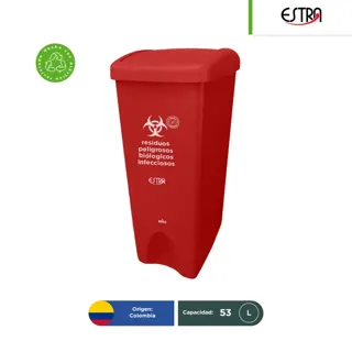 Bote de basura tapa vaivén Estra MR RPBI 53 L Semarnat
