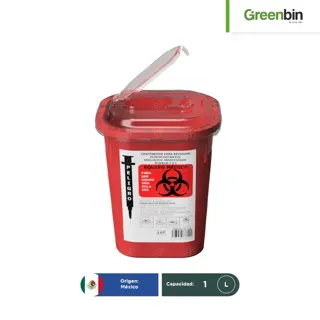Contenedor para Punzocortantes RPBI Greenbin 1 L