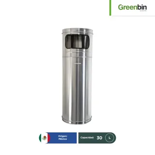 Bote de basura tradicional con tapa cenicero de acero inoxidable Greenbin 30 L