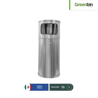 Bote de basura tradicional con tapa cenicero de acero inoxidable Greenbin 72 L