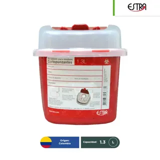 Contenedor para punzocortantes Estra RPBI 1.3 L