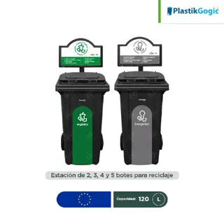 Estación ecológica modular contenedores con 2 ruedas Plastik Gogic 120 L