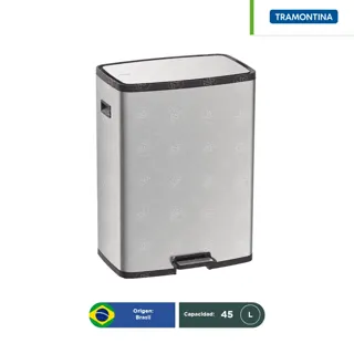 Bote de basura acero inoxidable con pedal tapa cierre lento Octos Tramontina 45 L