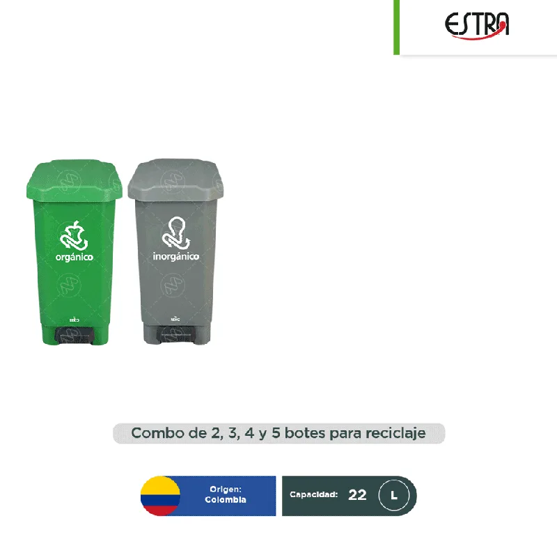 Combo ecológico Estrabins botes con pedal 22 L