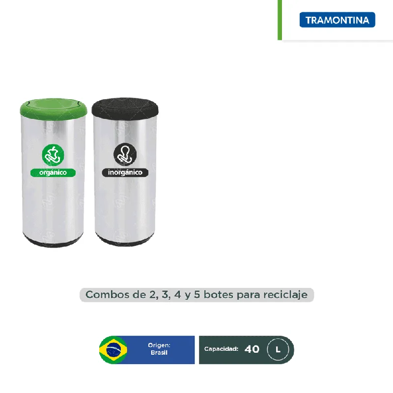 Combo ecológico acero inoxidable tapa vaivén Tramontina 40 L
