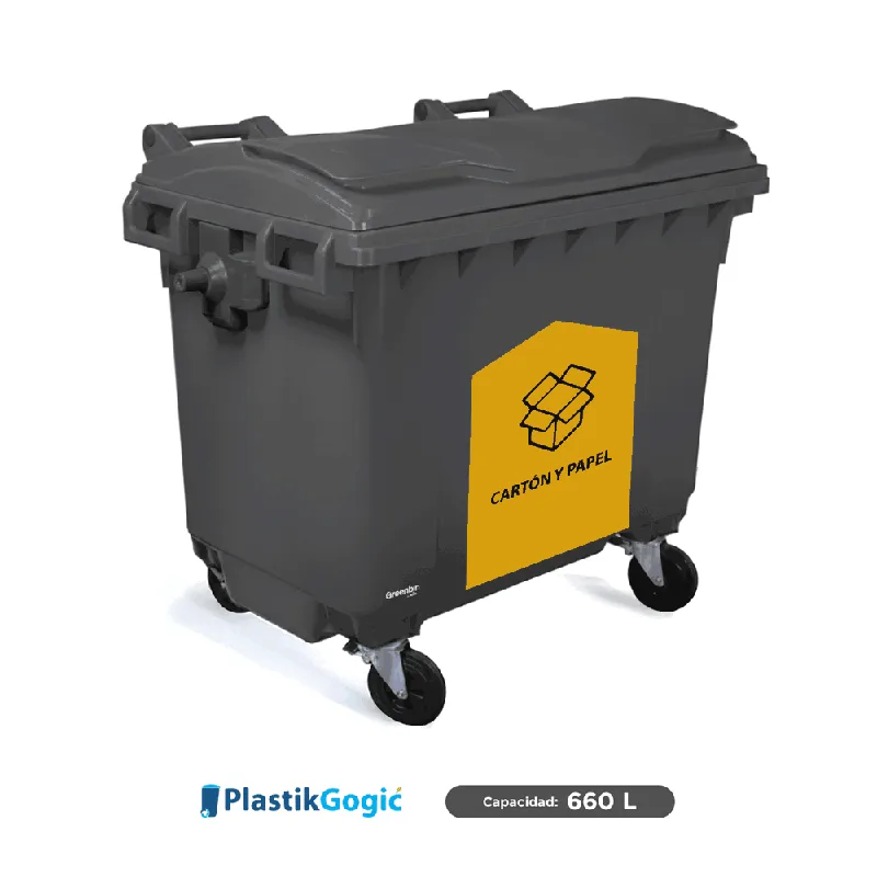 Contenedor con 4 ruedas con identificadores gubernamentales Plastik Gogic 660 L