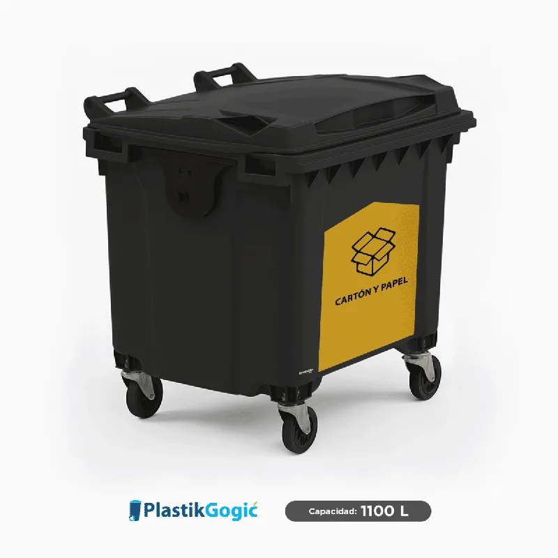 Contenedor con 4 ruedas con identificadores gubernamentales Plastik Gogic 1100 L