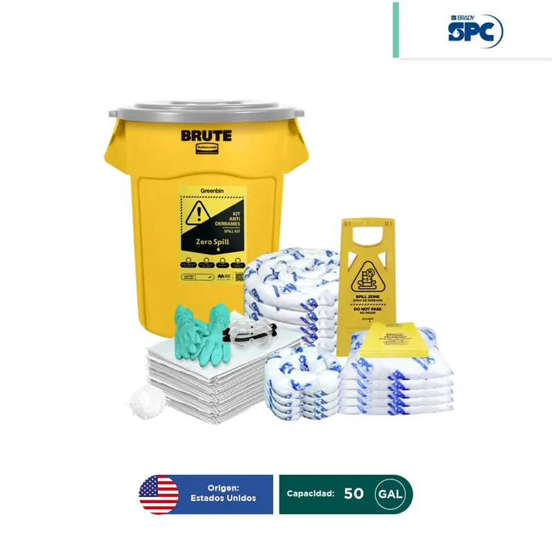 Kit antiderrames para aceite y derivados del petróleo SPC 50 Gal | absorción 44 Gal