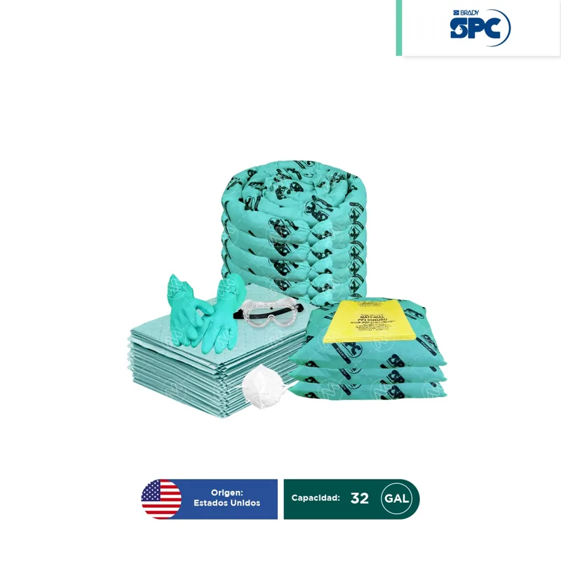 Repuesto para Kit antiderrames móvil para líquidos agresivos o hazmat SPC 32 Gal | absorción 28 Gal