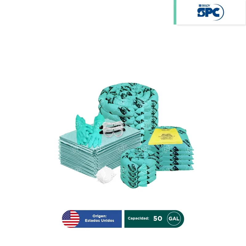 Repuesto para Kit antiderrames móvil para líquidos agresivos o hazmat SPC 50 Gal | absorción 38 Gal