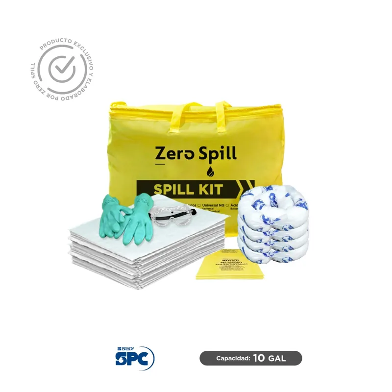 Kit antiderrames portátil para respuesta a emergencias para aceite y derivados del petróleo SPC 10 Gal | absorción 10 Gal