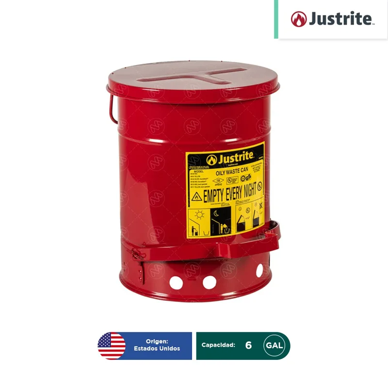 Recipiente para desechos aceitosos Justrite 6 Gal