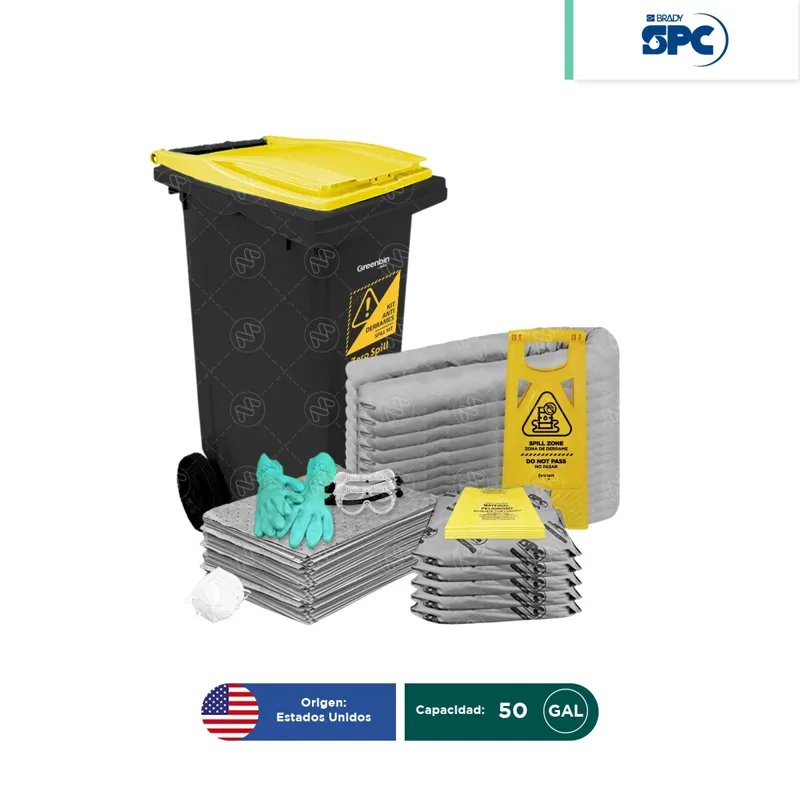 Kit antiderrames móvil universal no quimicos SPC 50 Gal | absorción 51 Gal