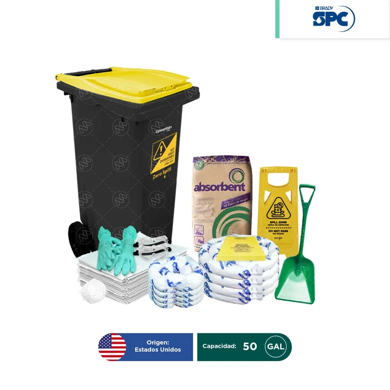 Kit antiderrames móvil para aceite y derivados del petróleo SPC 50 Gal | absorción 50 Gal