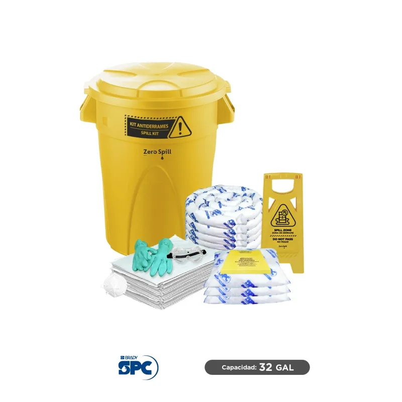 Kit antiderrames para aceite y derivados del petróleo SPC 32 Gal | absorción 31 Gal - ET