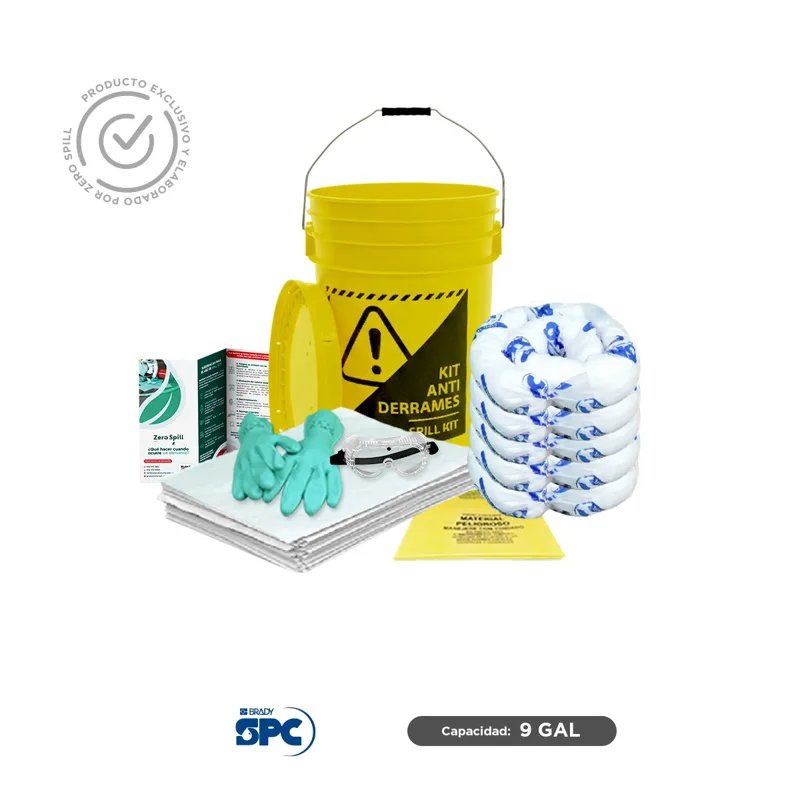 Kit antiderrames para aceite y derivados del petróleo SPC 9 Gal | absorción 8.7 Gal