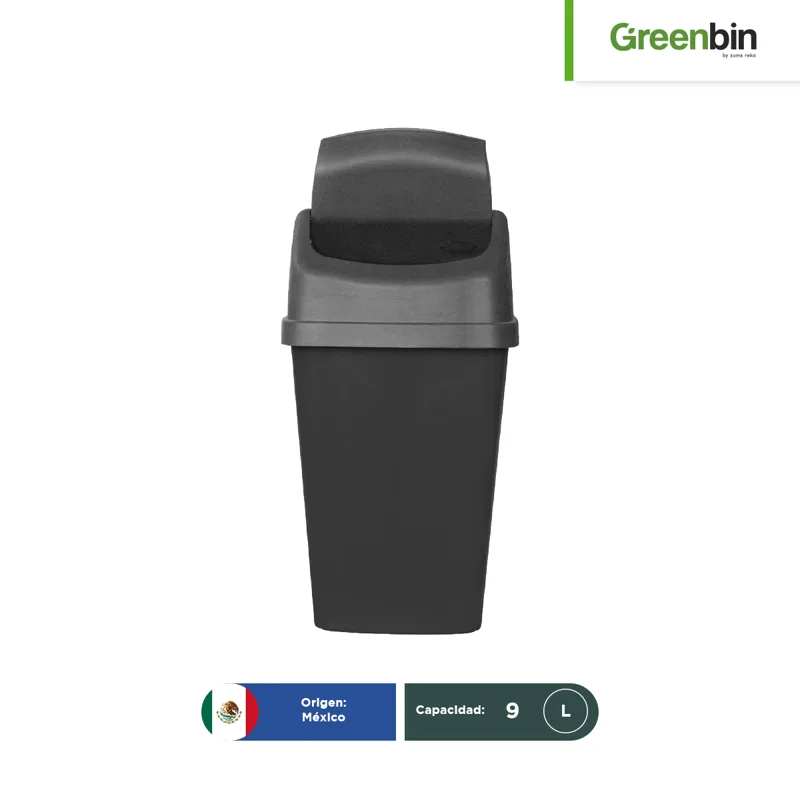 Bote de basura con tapa balancín rectangular Greenbin 9 L