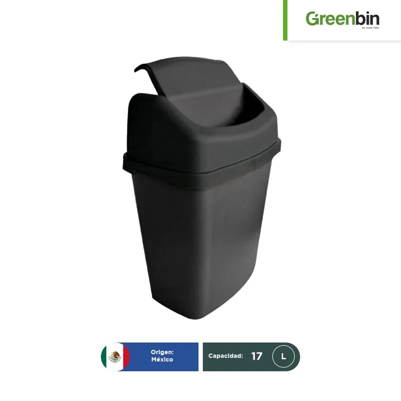 Bote de basura con tapa balancín rectangular Greenbin 17 L