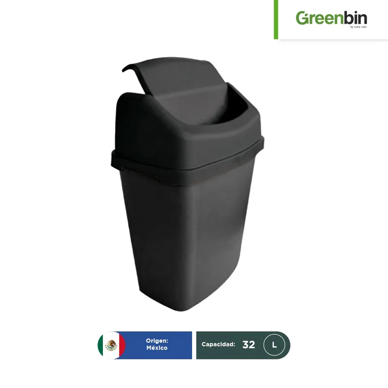 Bote de basura con tapa balancín rectangular Greenbin 32 L