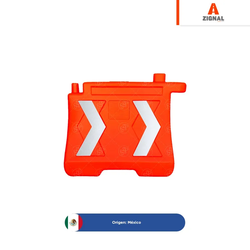 Barrera vial con 4 franjas reflejantes en flecha TR grado 310 ingenieria 100 x 75 x 50 cm Zignal