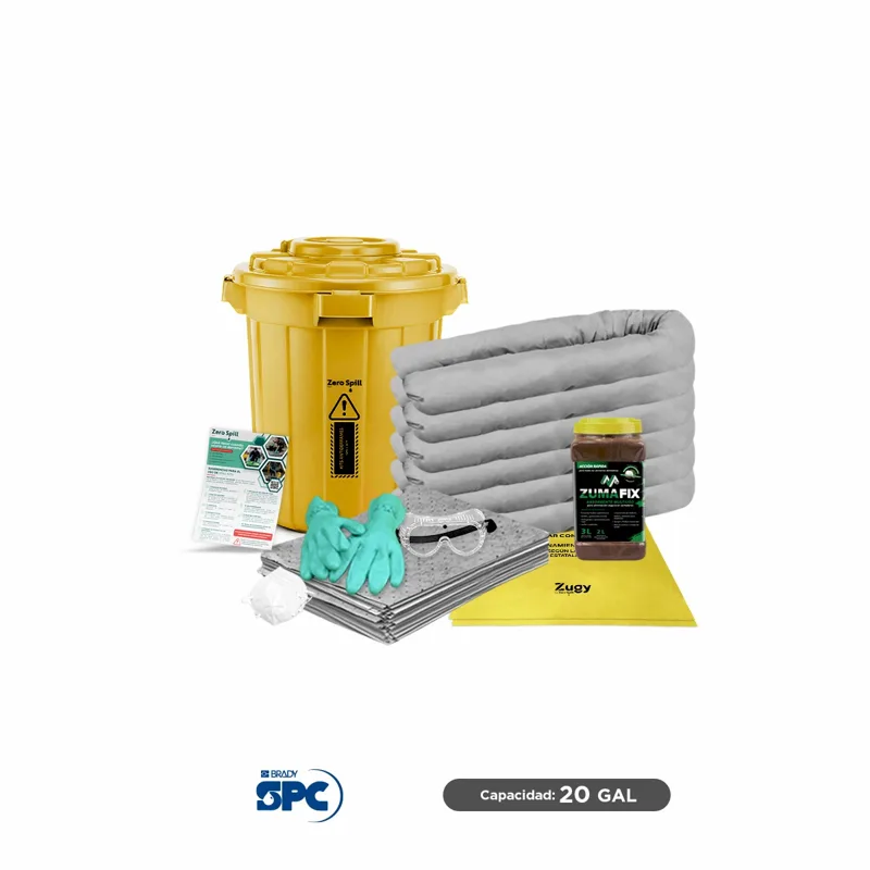 Kit antiderrames universal no quimicos SPC 20 Gal | absorción 20 Gal