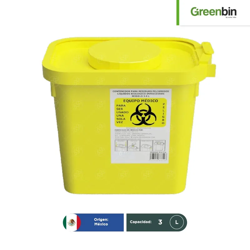 Contenedor para residuos líquidos RPBI AM Greenbin 3 L