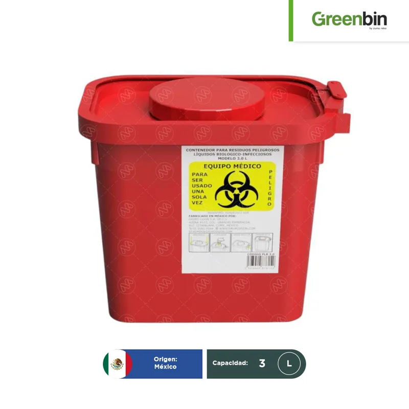 Contenedor para residuos líquidos RPBI RJ Greenbin 3 L