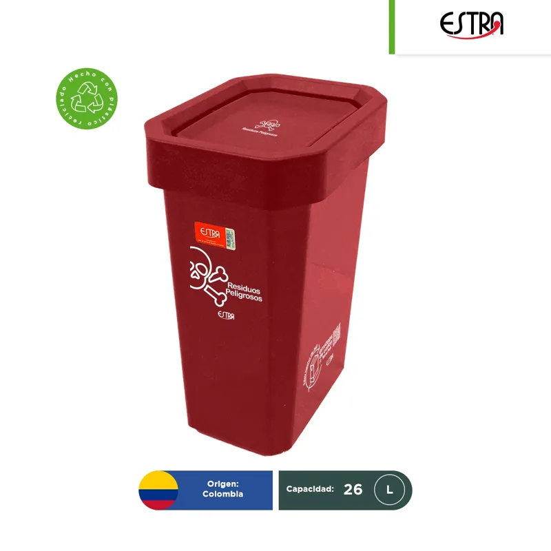 Bote de basura tapa vaivén Estra Ecobins RPBI Calavera 26 L