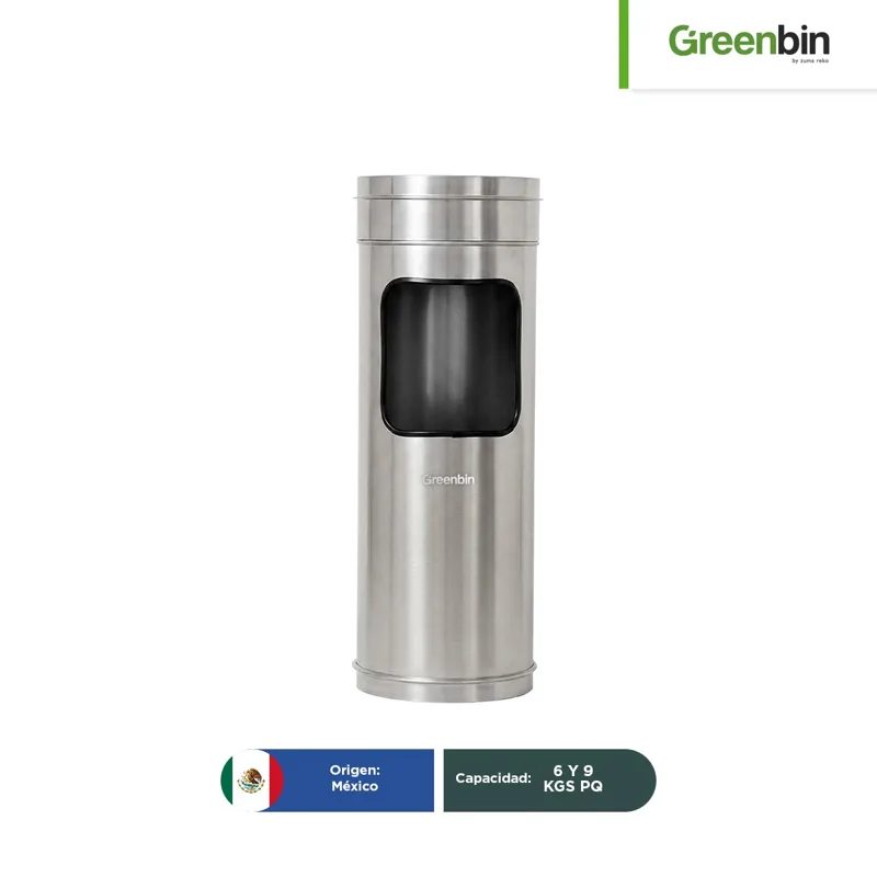 Porta extintor con cenicero de acero inoxidable Greenbin 24 x 63 cm