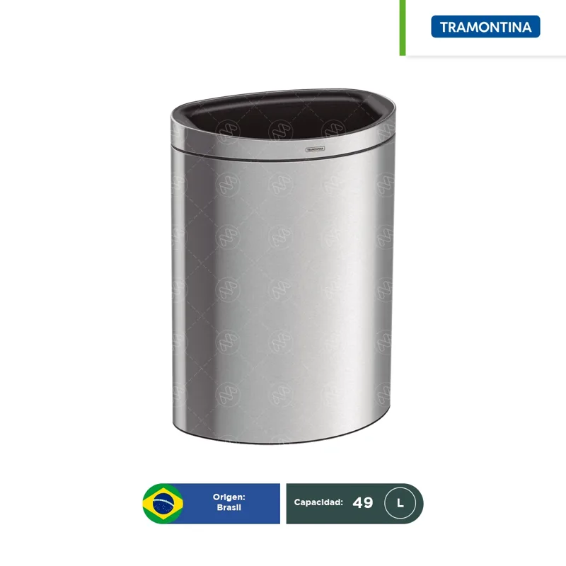 Bote de basura acero inoxidable tipo D Tramontina 49 L